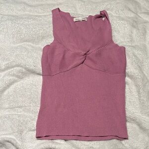 Heartloom Twist-Front Ribbed Tank Top - Mauve Pink